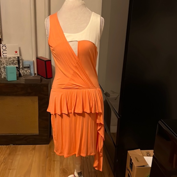 james and joy Dresses & Skirts - James & Joy orange and white asymmetrical dress